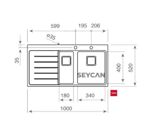 Teka Zenıt RS15 1¹/2B 1D Sol Damlalıklı Parlak Yüzey Çelik Evye
