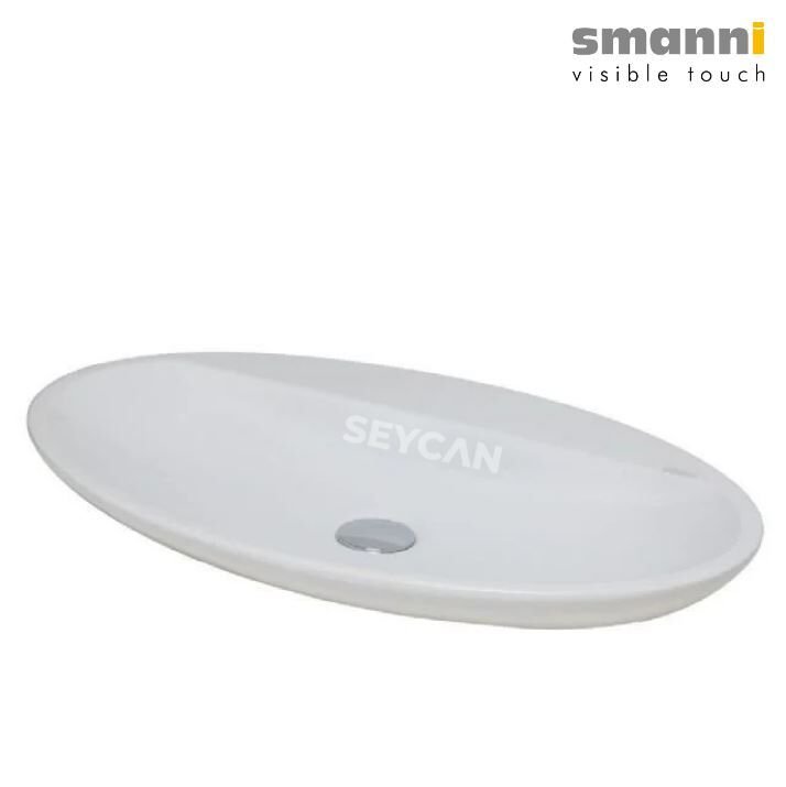 Smanni Sarin Beyaz Oval Tezgah Üstü Lavabo