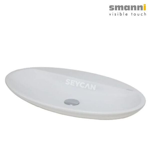 Smanni Sarin Beyaz Oval Tezgah Üstü Lavabo