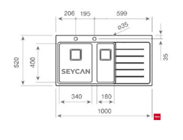 Teka Zenıt RS15 1¹/2B 1D Sağ Damlalıklı Parlak Yüzey Çelik Evye