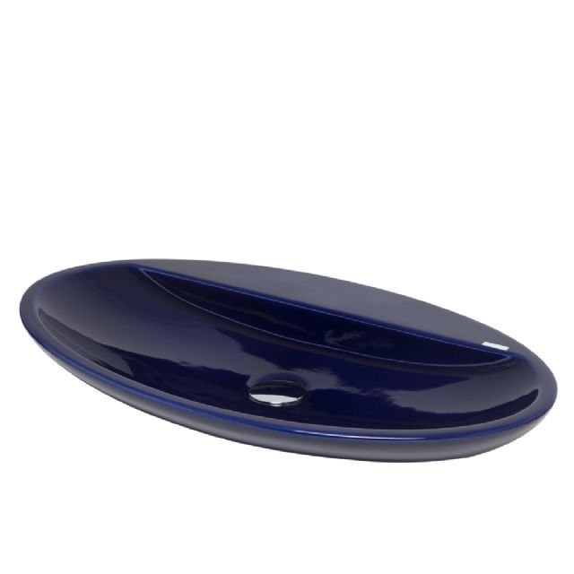 Smanni Sarin - Lacivert Oval Tezgah Üstü Lavabo