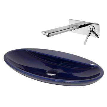 Smanni Sarin - Lacivert Oval Tezgah Üstü Lavabo