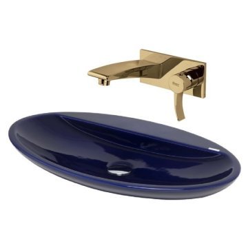Smanni Sarin Lacivert Oval Tezgah Üstü Lavabo