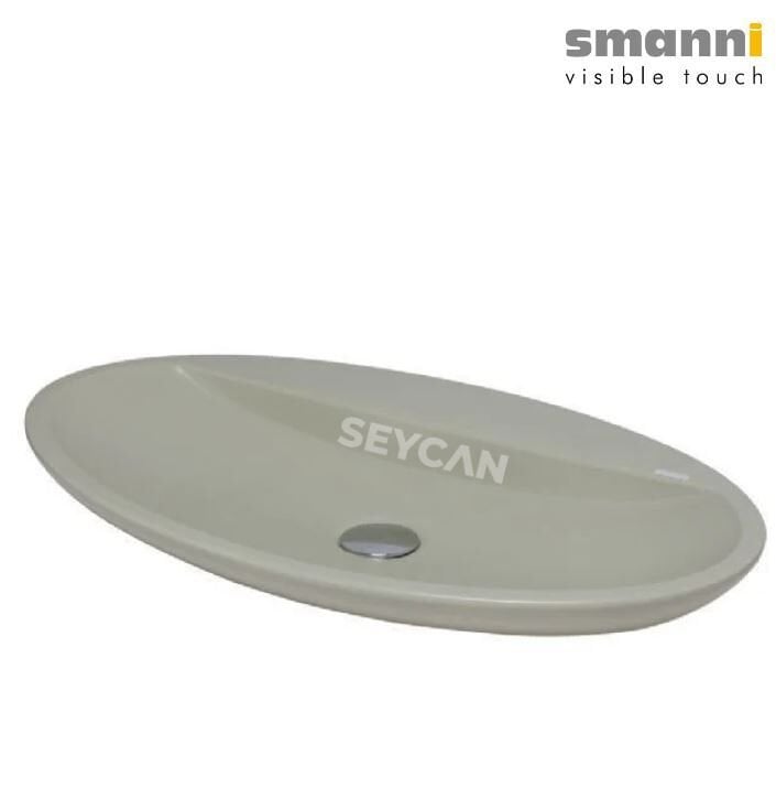 Smanni Sarin Mat Çağla Yeşil Oval Tezgah Üstü Lavabo