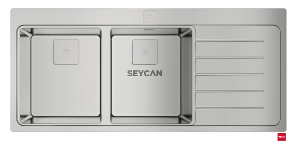 Teka Zenıt RS15 2B 1D Sağ Damlalıklı Parlak Yüzey Çelik Evye