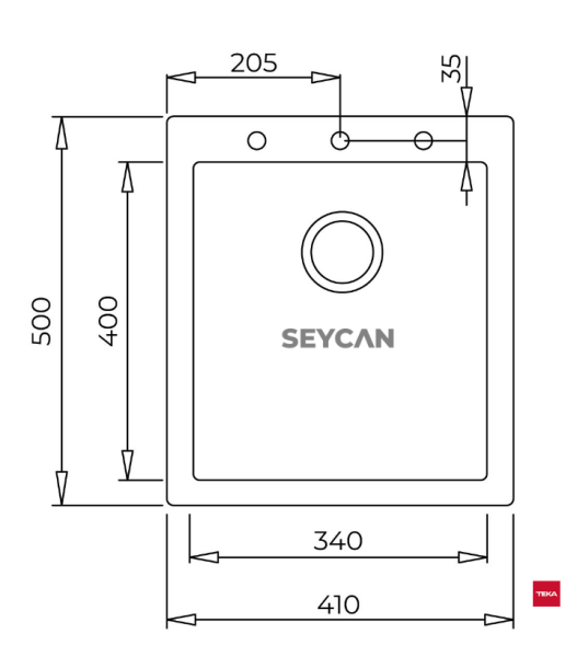 Teka Forsquare 34.40 TG Siyah Tegranite Evye