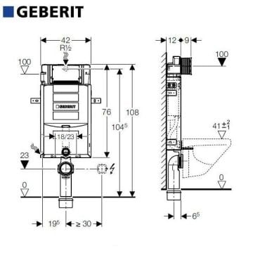 GEBERİT SİGMA GÖMME REZERVUAR 12 CM(UP320) KOMBİFİX MODEL TUĞLA DUVAR TİPİ