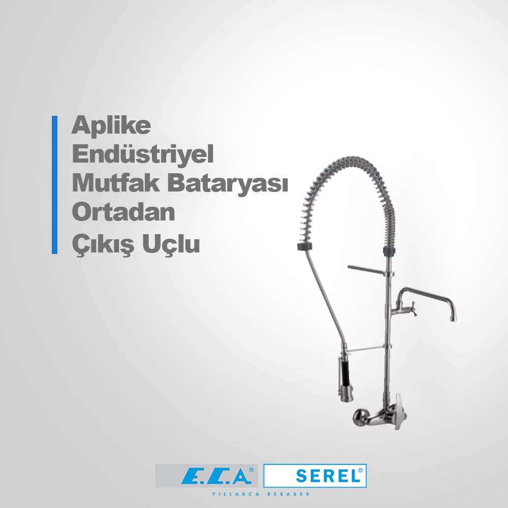 ECA Aplike Endüstriyel Mutfak Bataryası Ortadan Çıkış Uçlu