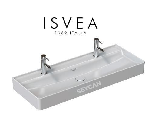 İsvea Vea Etajerli Lavabo 121 cm Beyaz Çift Bataryalı