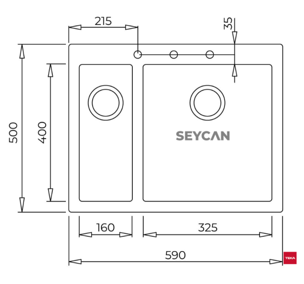 Teka Forsquare 590 TG Arctic White Tegranite Evye