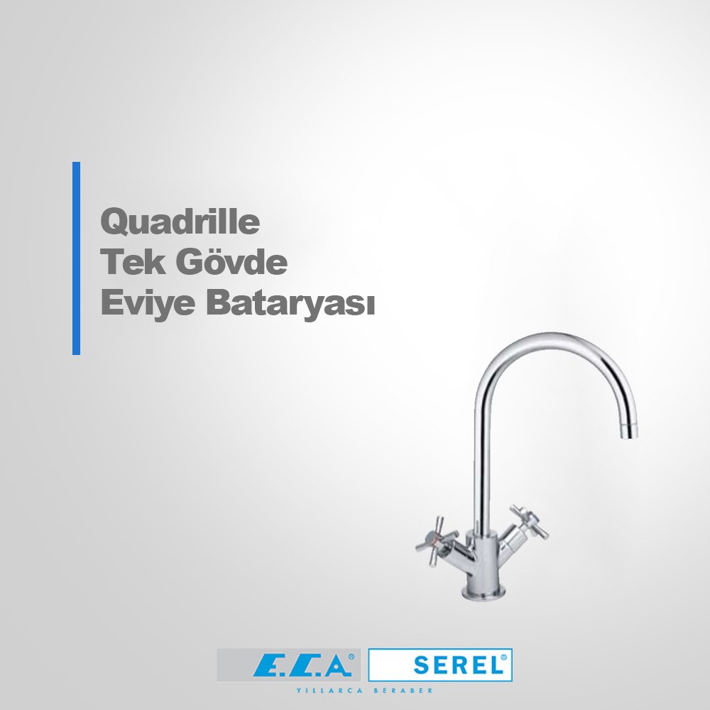 ECA Quadrille Tek Gövde Evye Bataryası Krom