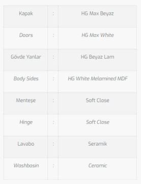 Tuna 100 V6 Banyo Dolabı