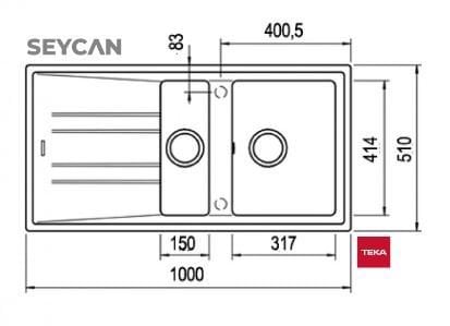 Teka Stone 60 B-TG Beyaz Tegranite Evye