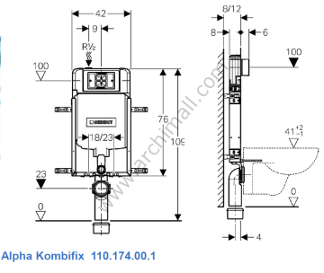 Geberit Alpha Kombifix 8 cm gömme Rezervuar Tuğla Duvar için
