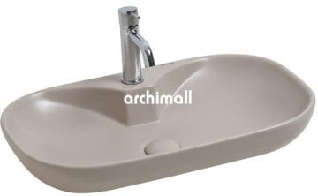 Alya 65 BD Tezgahüstü Lavabo (Batarya Delikli) 65x41cm Mat Sahra