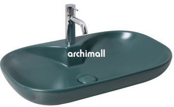 Alya 65 BD Tezgahüstü Lavabo (Batarya Delikli) 65x41cm Mat Zümrüt