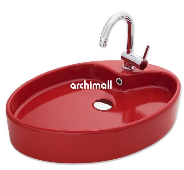 Betria Tezgahüstü Lavabo 65x45cm Kırmızı