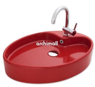 Betria Tezgahüstü Lavabo 65x45cm Kırmızı