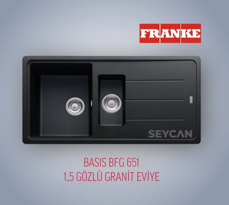 Franke Basis BFG 651 1.5 Gözlü Granit Evye Nero Fiyatı ve