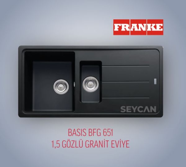 Franke Basis BFG 651 1.5 Gözlü Granit Evye Nero Fiyatı ve