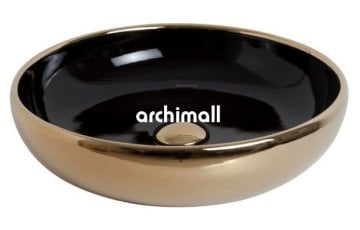 Nunki 45cm Tezgah Üstü Lavabo Altın Siyah