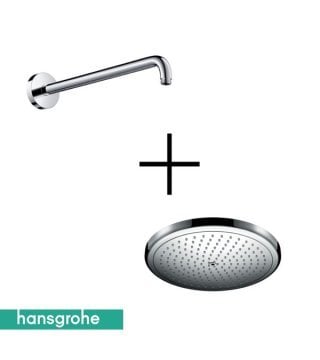 Hansgrohe Croma Tepe Duşu 280 1 Jet, Ecosmart 9 lt/dk + Duş Dirseği 38.9 cm 26221000-27413000