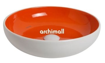 Nunki 45cm Tezgah Üstü Lavabo Mat Beyaz Turuncu