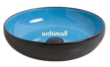 Nunki 45cm Tezgah Üstü Lavabo Mat Siyah Karayip Mavi