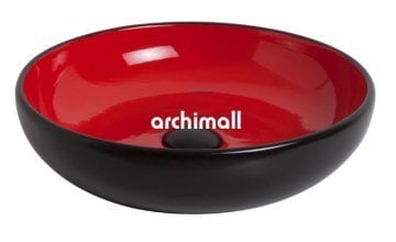 Nunki 45cm Tezgah Üstü Lavabo Mat Siyah Kırmızı