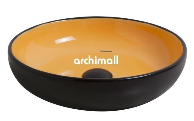 Nunki 45cm Tezgah Üstü Lavabo Mat Siyah Sarı