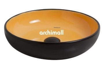 Nunki 45cm Tezgah Üstü Lavabo Mat Siyah Sarı