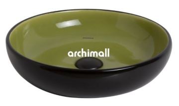 Nunki 45cm Tezgah Üstü Lavabo Mat Siyah Yosun Yeşili