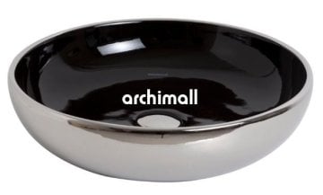 Nunki 45cm Tezgah Üstü Lavabo Platin Siyah