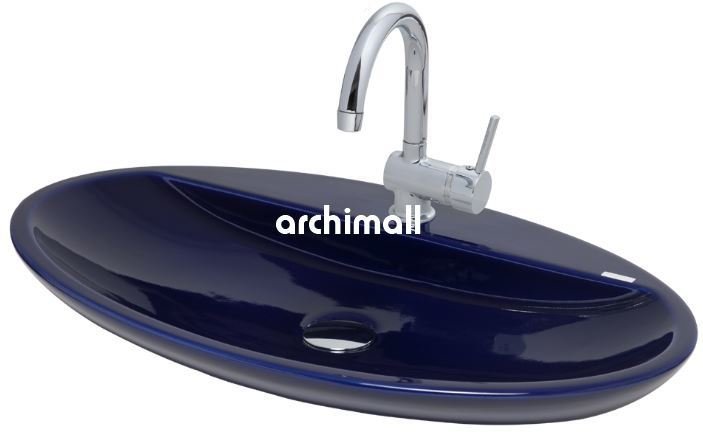 Sarin Batarya Delikli 72x41cm Tezgahüstü Lavabo Lacivert