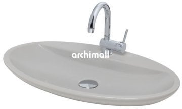 Sarin Batarya Delikli 72x41cm Tezgahüstü Lavabo Mat Gri