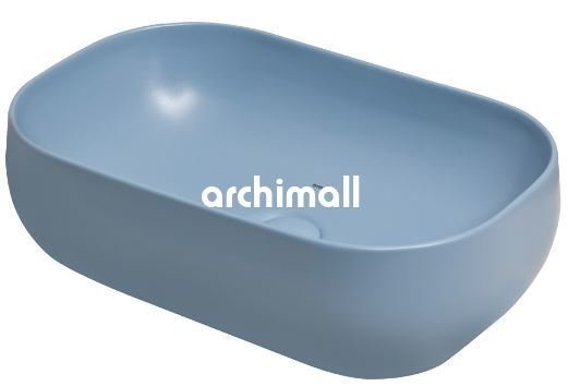 Niv 58x37cm Tezgahüstü Lavabo Mat Arktik Mavi