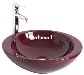 Adara 53x45.5cm Tezgahüstü Lavabo Bordo