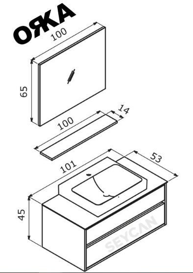 Orka Verona 100 cm Asma Banyo Dolabı