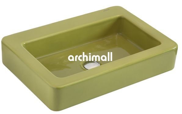 Skat 59x40cm Tezgahüstü Lavabo Yosun Yeşili