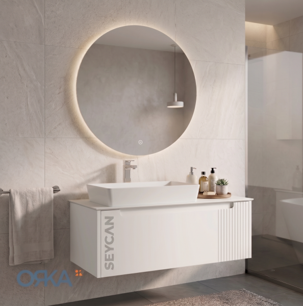 Orka Biella Led Aynalı 100 cm Banyo Dolabı