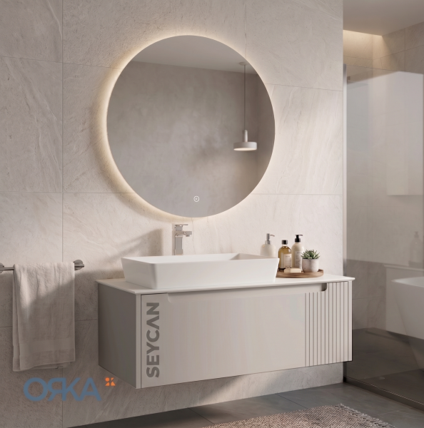 Orka Biella Led Aynalı 100 cm Banyo Dolabı