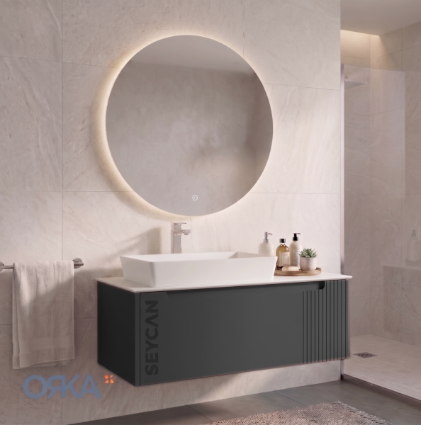 Orka Biella Led Aynalı 100 cm Banyo Dolabı