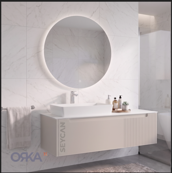 Orka Biella Led Aynalı 120 cm Banyo Dolabı