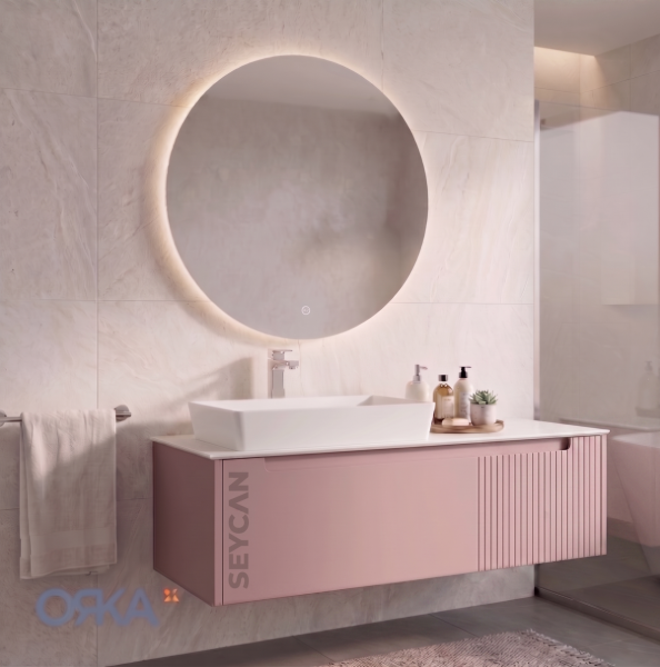 Orka Biella Led Aynalı 120 cm Banyo Dolabı