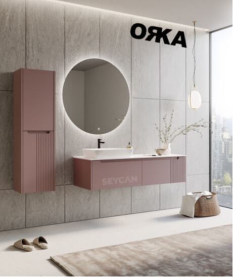 Orka Biella Led Aynalı 120 cm Banyo Dolabı