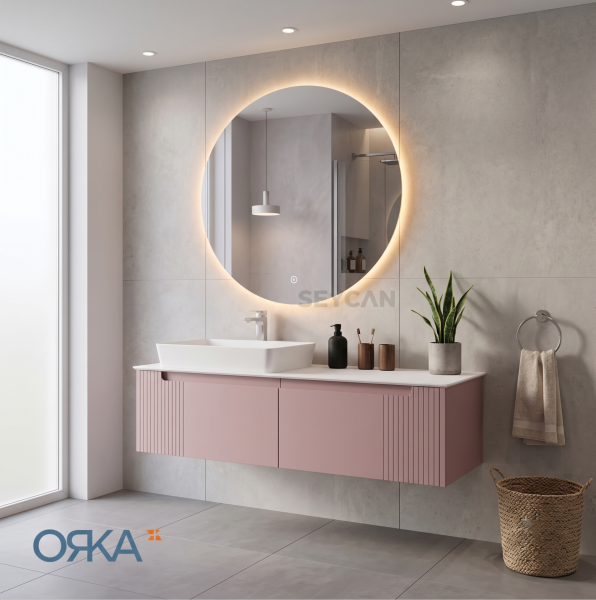 Orka Biella Led Aynalı 140 cm Banyo Dolabı