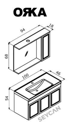 Orka Rio 100 cm Asma Banyo Dolabı
