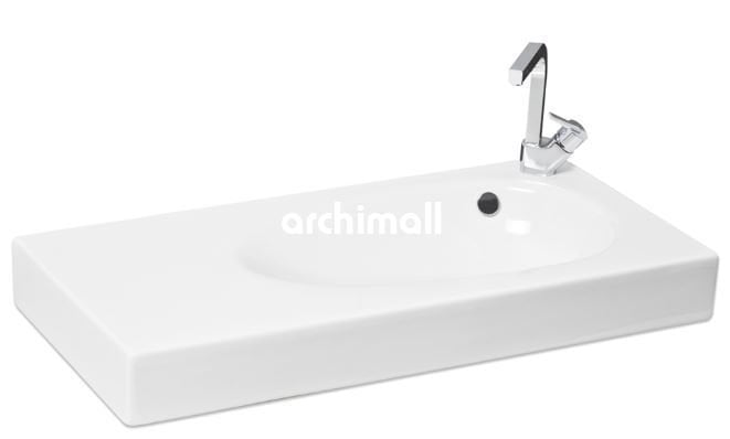 Bunda Batarya Delikli 91x45cm Etajerli Lavabo Beyaz