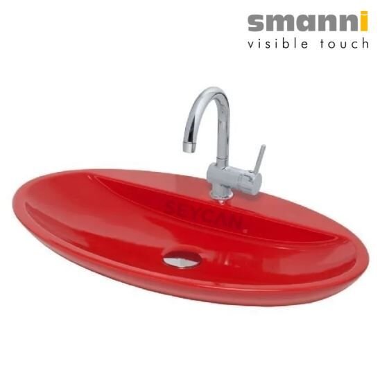 Smanni Sarin BD Kırmızı Oval Tezgah Üstü Lavabo