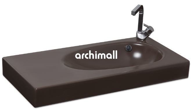 Bunda Batarya Delikli 91x45cm Etajerli Lavabo Mat Moka